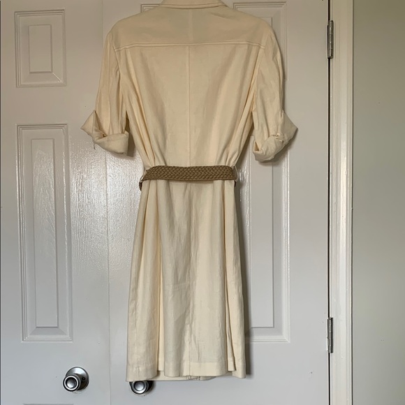 Tahari ASL Tan Midi Shirt Dress with Notched Collar Vintage - Picture 3 of 12